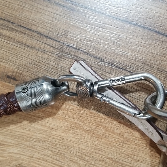 THE SAK THALIA Navy and Beige Small Leather Hobo Bag Purse with Braided Handle - Picture 6 of 16